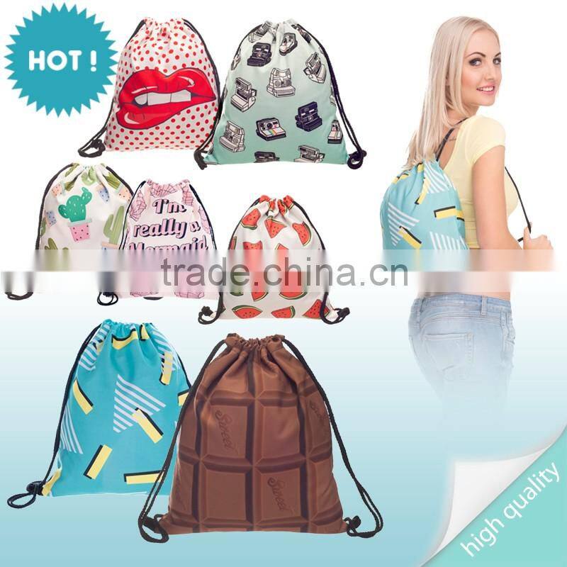 High Quality 3D Printed Cats Denim Duffel Drawstring Bag for Shoes
