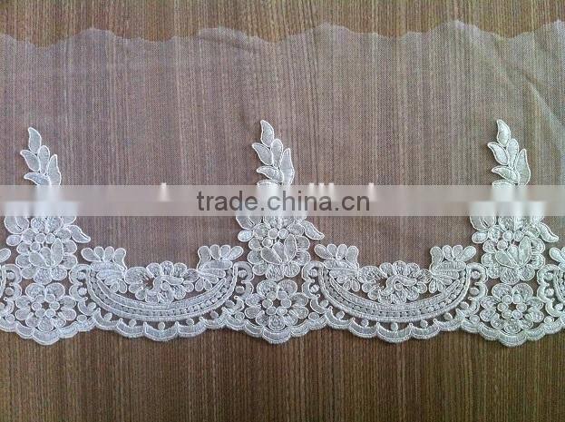 High quality border embroidered lace for bridal dress