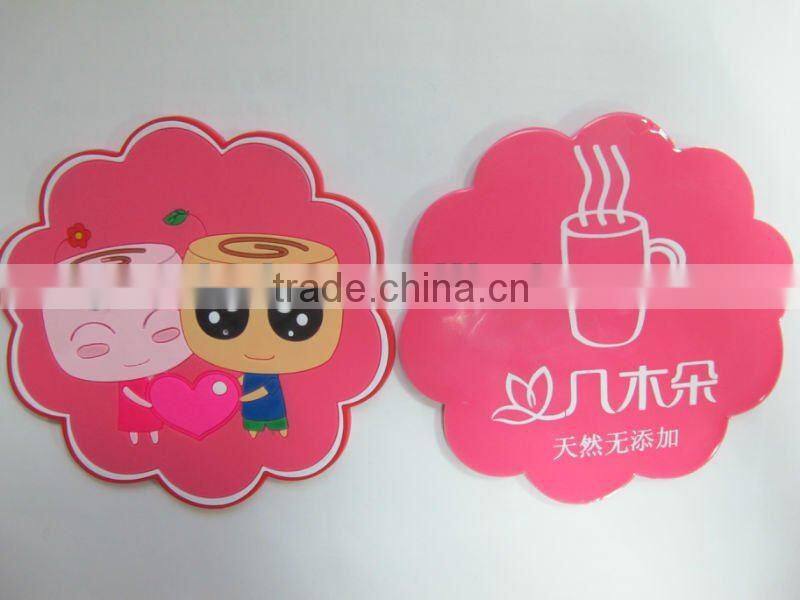 2015 guangzhou factory custom cute design waterproof soft pvc coaster