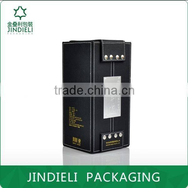 black leather decorative white spirit packaging box