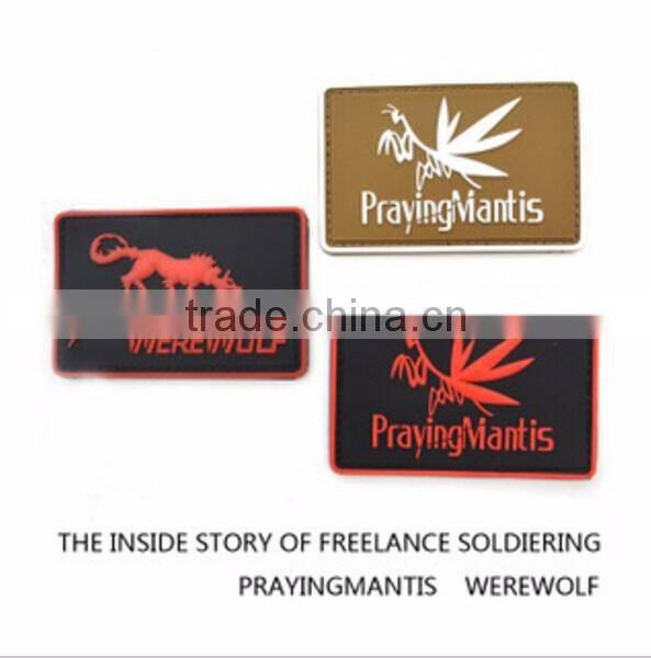 tem Custom 3d rubber patch with hook/loop fastener for military Material Eco-Friendly soft pvc+hook/loop Size Customized Color A