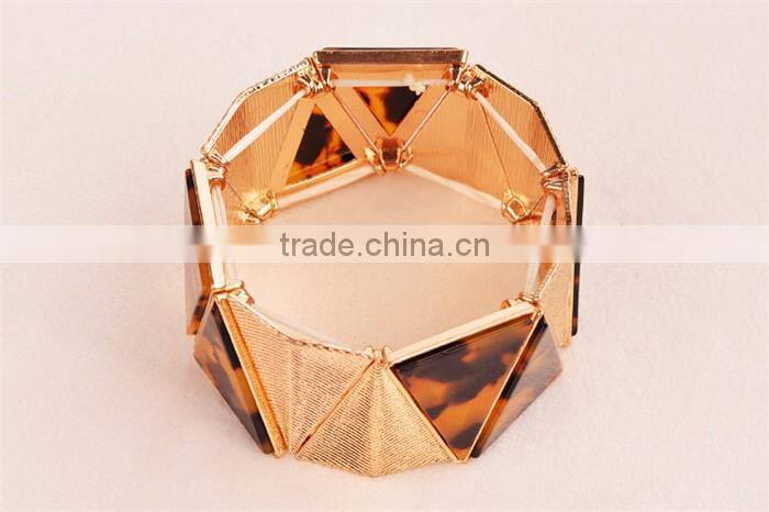 Fashion jewelry 2016 geometric zinc alloy rose gold plated leopard bangle bracelet