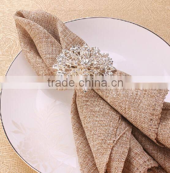 fashionable flower shape crystal metal alloy napkin rings