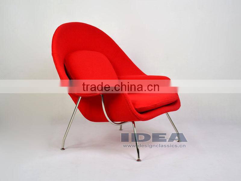 Replica Eero Saarinen Womb Chair and Ottoman - Red Wool Fabric