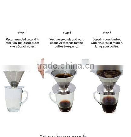 2016 hot sale stainless steel pour over coffee dripper