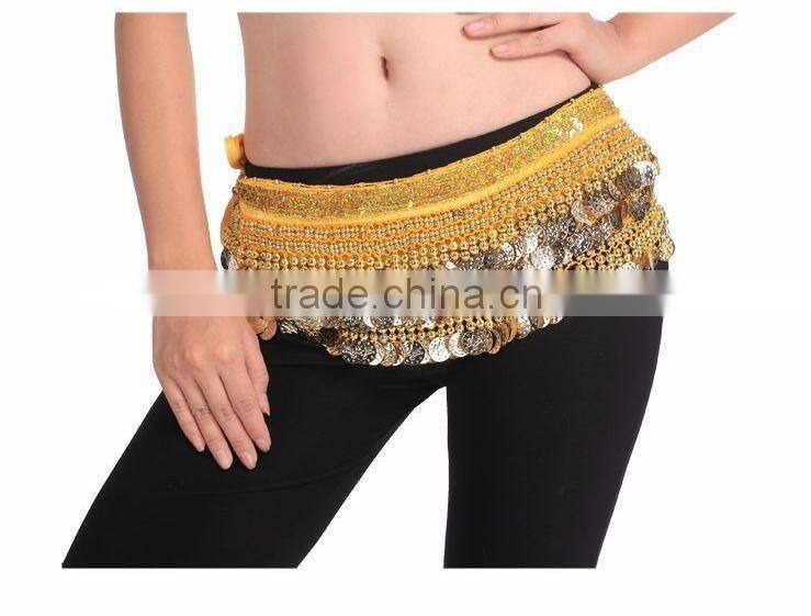 2016 Cheap New Women Belly Dance Coin Belts Belly Dancing Hip Scarf for Sale 10 Colors Available