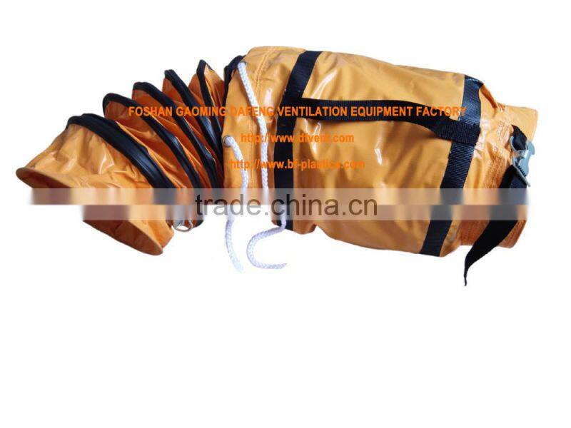 orange pvc fire resistant flexible air ducting with carry bag
