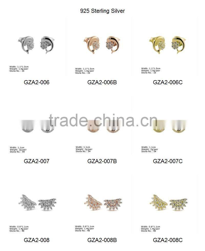 GZA2-021 925 Sterling Silver Earring with Cubic Zirconia Little Starfish Earring Stud