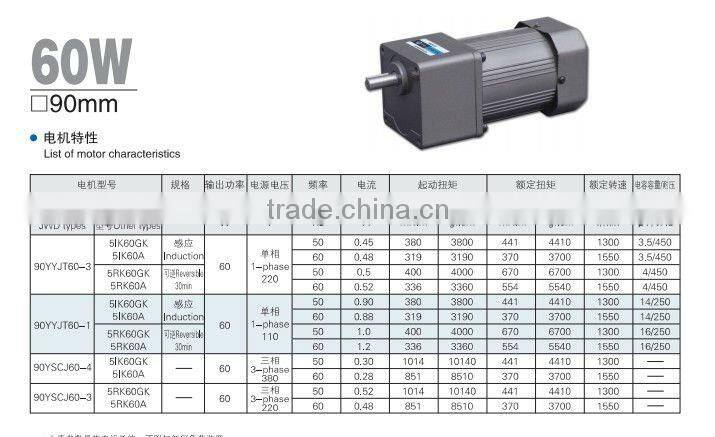 AC synchronous 6W to 200W gear motor