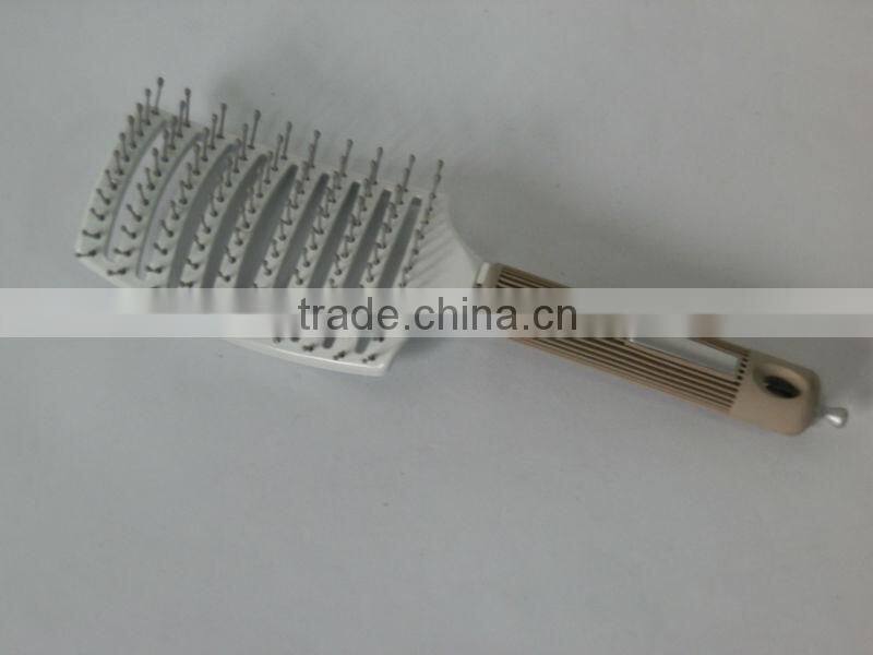 professional curved hair brush with nylon pins