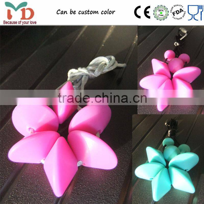 2015 Latest China Silicone Beaded Necklaces Baby Chew Statement Beaded Necklace