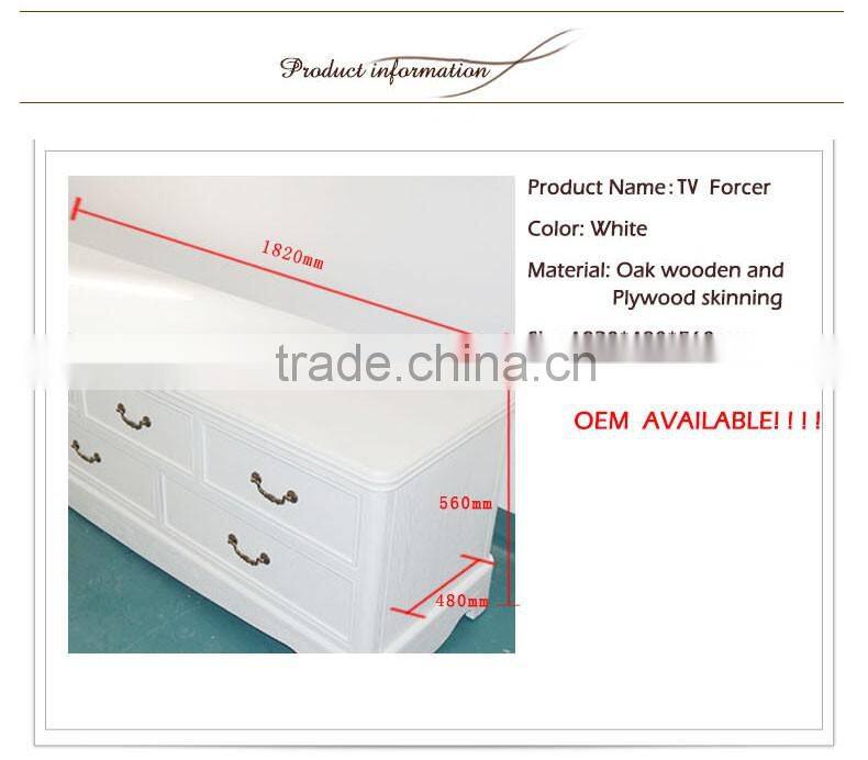 Home furniture solid wooden white modern tv stand