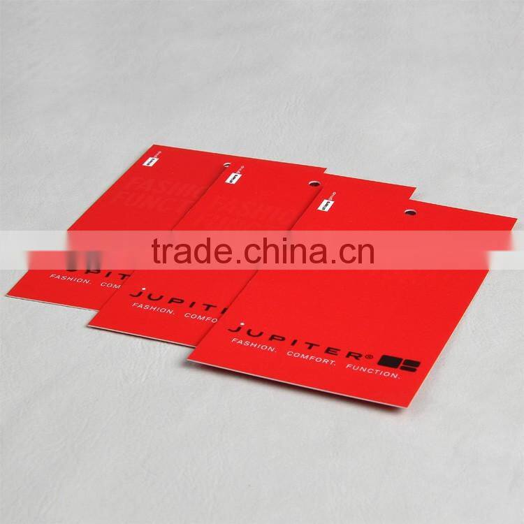 China custom red garment swing tag for latest design girls ' net dresses