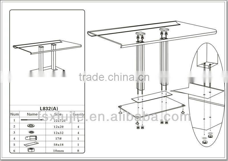 L832-1 Contemporary Glass Stainless Steel Dining Table Designs