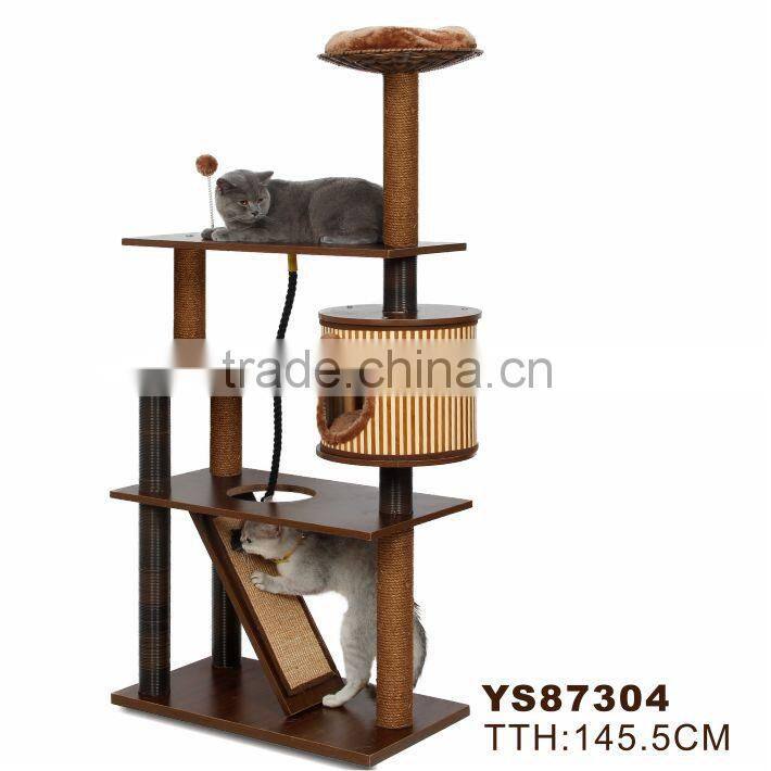 High Quality Cherry Green Wooden Cat Tree