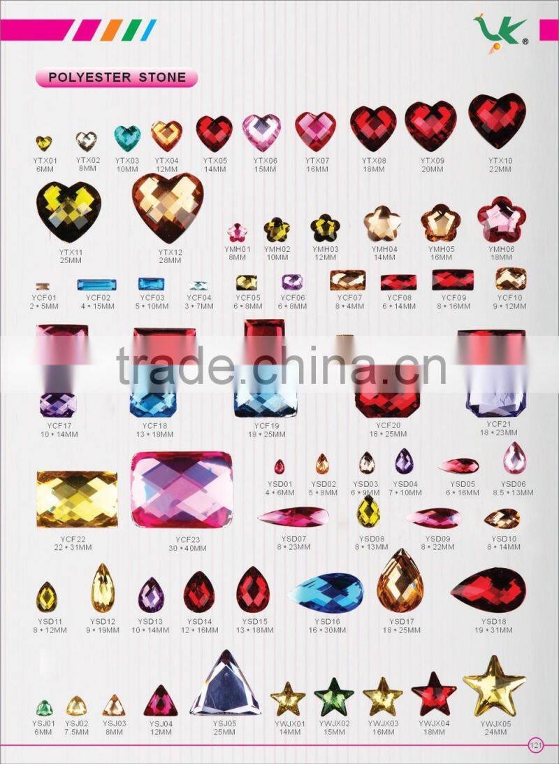 Assorted Shapes Color Glue on Faceted Crafting Plastic Gemstone Acrylic Rhinestone