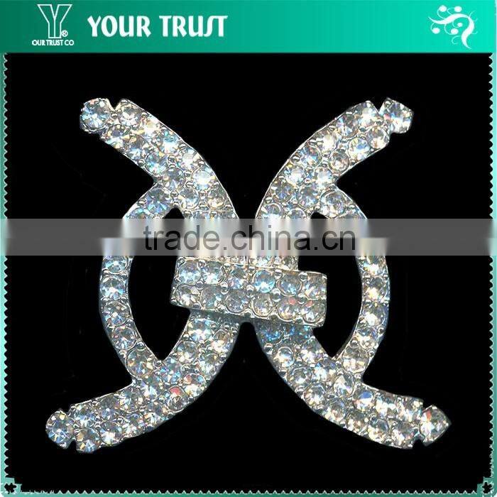 3MM Rhinestone Triangle Chain Connector Rhodium Metal Belt Buckle