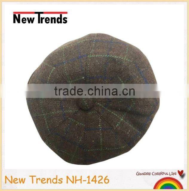 Wool & Cotton man octagonal berets hat newboy caps