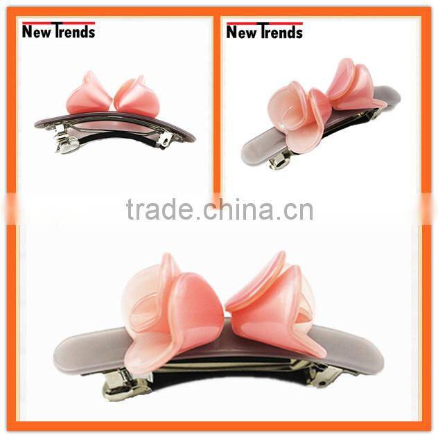 Multi color cellulose acetate flower spring hair clips for young girls