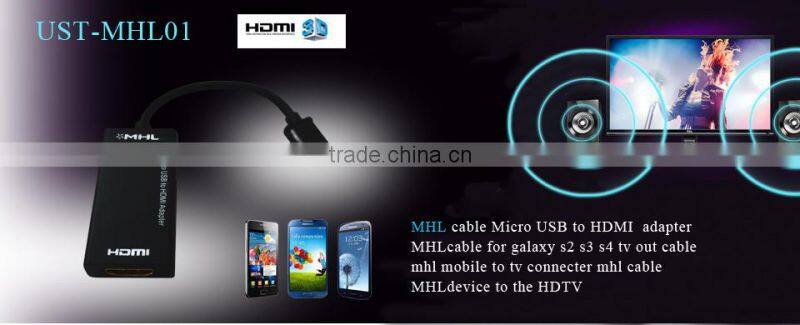 competitive price original /black MHLcable for galaxy s2 s3 s4 tv out cable
