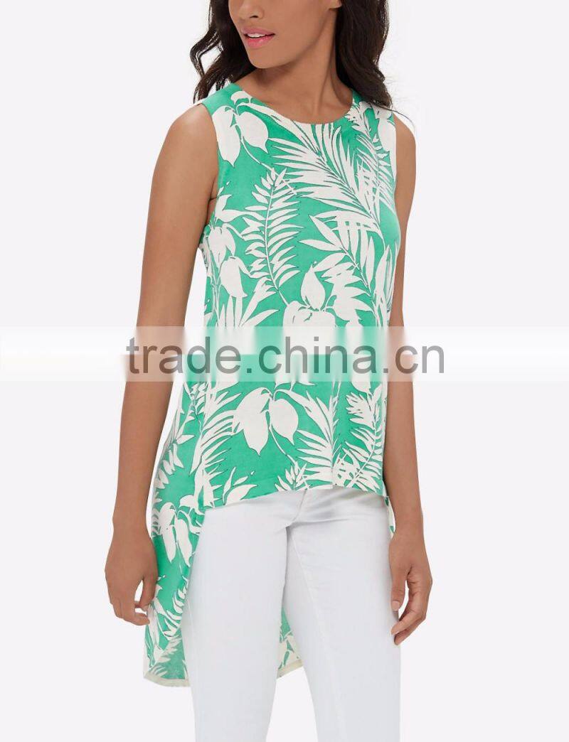 Women summer clothing long tank top african printed long back designs