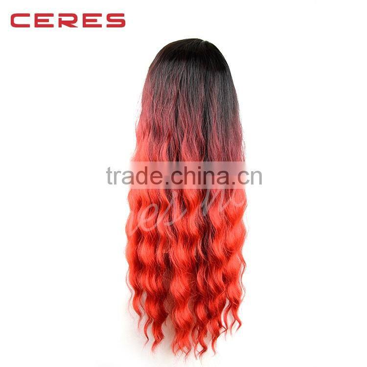 bleached knots ombre red full lace wig, 180% heavy density european hair full lace wig