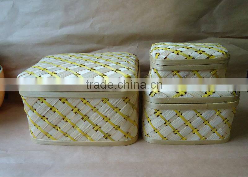 Bamboo webbing storage basket