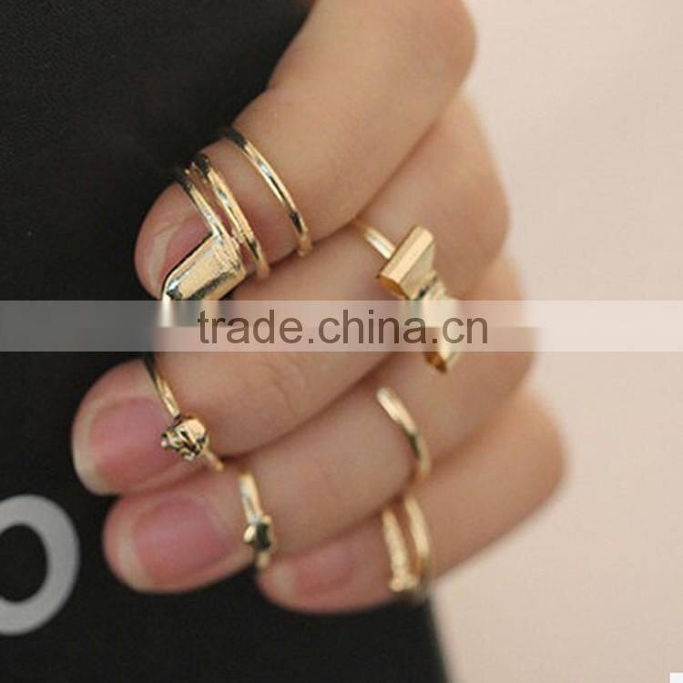 wonder 7pcs set gold filled settings models ring for women