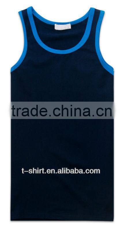 fitness plain blue vest men tank tops bamboo/cotton