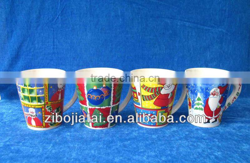 Ceramic V Shape Mug With Fruit Decal Printing