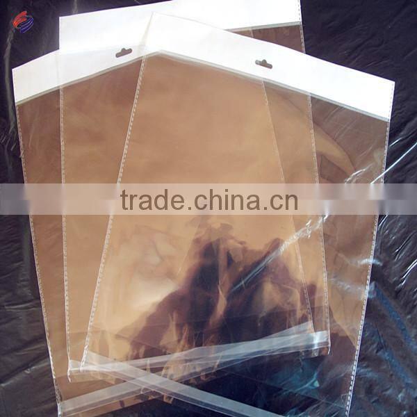 Clear opp plastic bag with header and adhesive flap