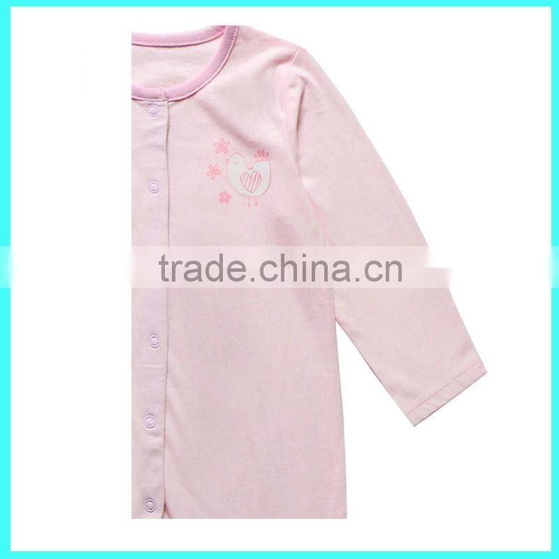 Wholesale infant pink cute & soft long sleeve solid colour baby romper