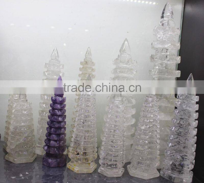 hand carved natural rock amethyst crystal towers
