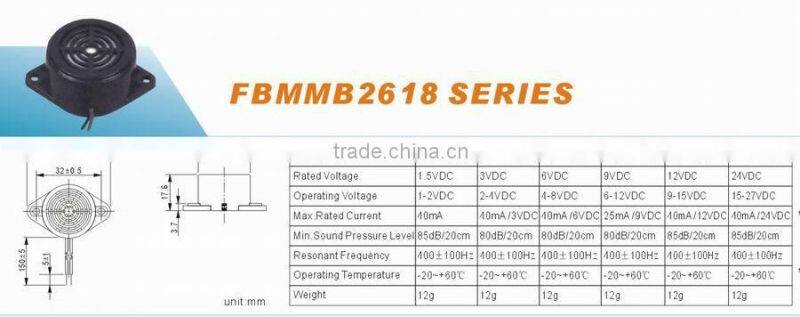 FBMMB2618A cheaper 1.5V acoustic Mechnical transducer with wire(FBELE)