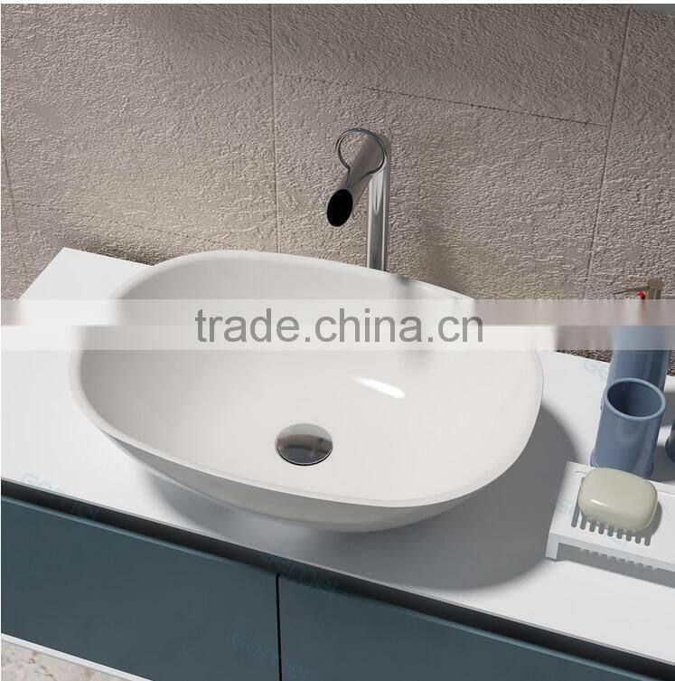 Solid Surface freestanding wash hand basin with tap , Stone Resin Wash Basin, wall hung wash basin