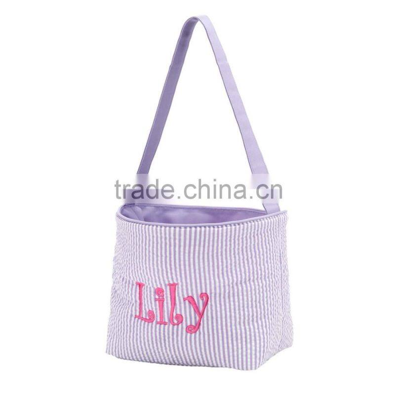 Wholesale Boutique Easter Basket Monogrammable Seersucker Bucket