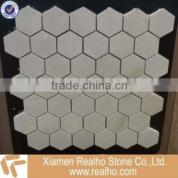 classico botticino hexagonal marble mosaic tiles