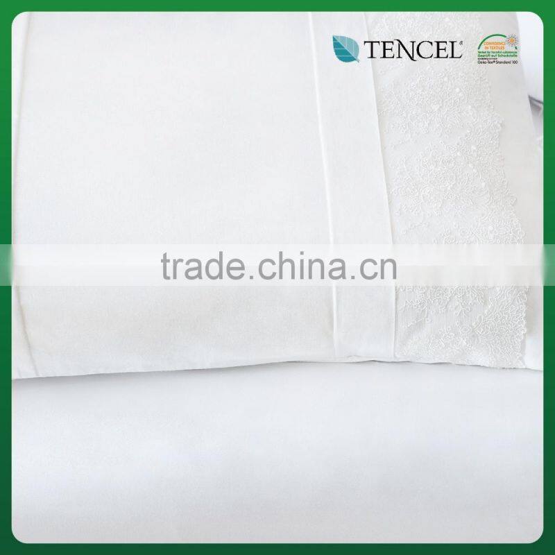 Shengsheng elegant 100% cotton lacework silky 300T tencel duvet cover bed set