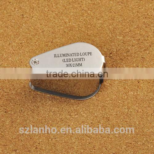 30X-21MM magnifier LED push switch power jeweler's loupe