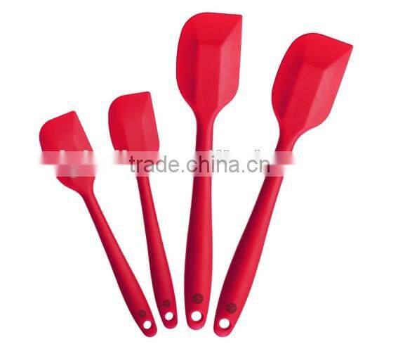 Silicone Spatula Sets of 4 - Hygienic Solid Silicone Design - Cherry Red - 100% Food Grade Silicone - Premium Silicone Utensils