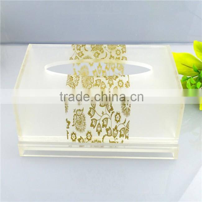 Home decor high grade rectangular white acrylic tissue box cover