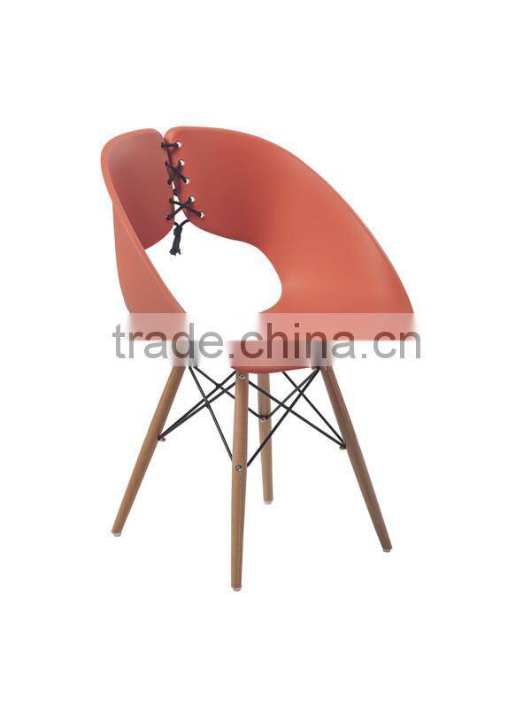 Molded Color Plastic Chair with Wood Eiffel Legs Plastic Chair HC-N018