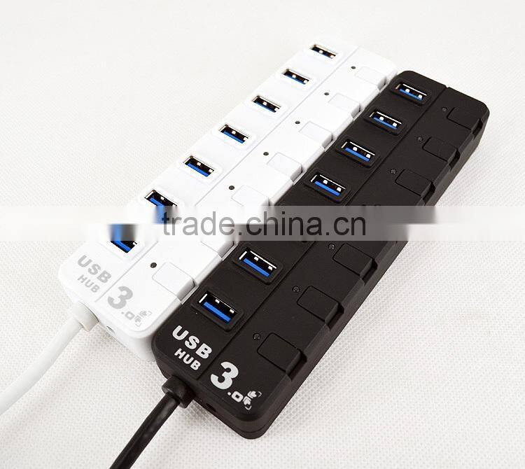Ultra Hi-Speed 7 port usb 3.0 hub from usb por hub suppliers with individual switches and LED Lights for computer accessory