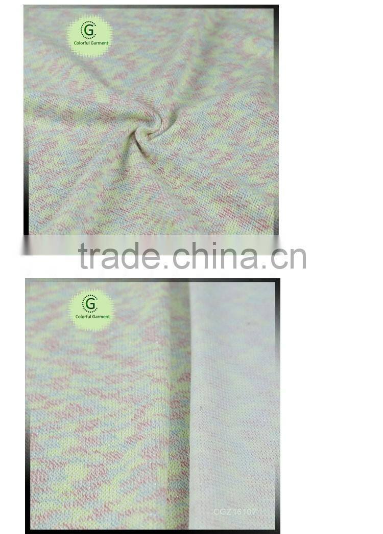 Colorful space dye yarn coarser spun knit interlock fabric