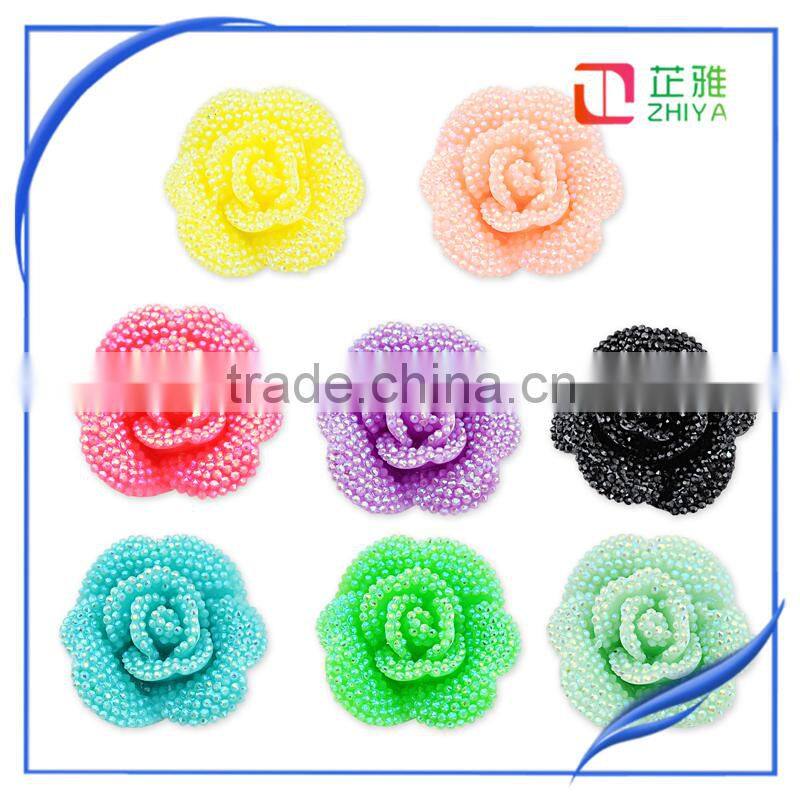 Mixed Color Chrysanthemum Flower Cabochon Flat Back Beads