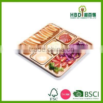 Hot selling wooden divided tray with plate bamboo tray wholesale