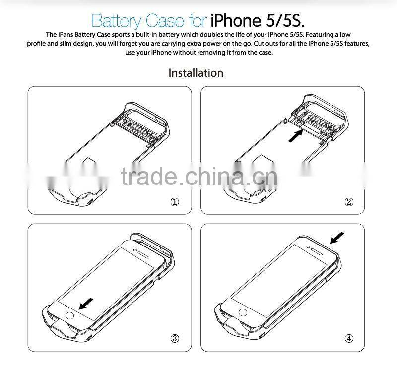MFi charger for apple iPhone 55s booster battery power case with 2200mAh original connector