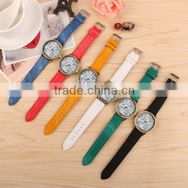 Cheap Price Retro Denim Canvas Design Fashion Newspaper Watch