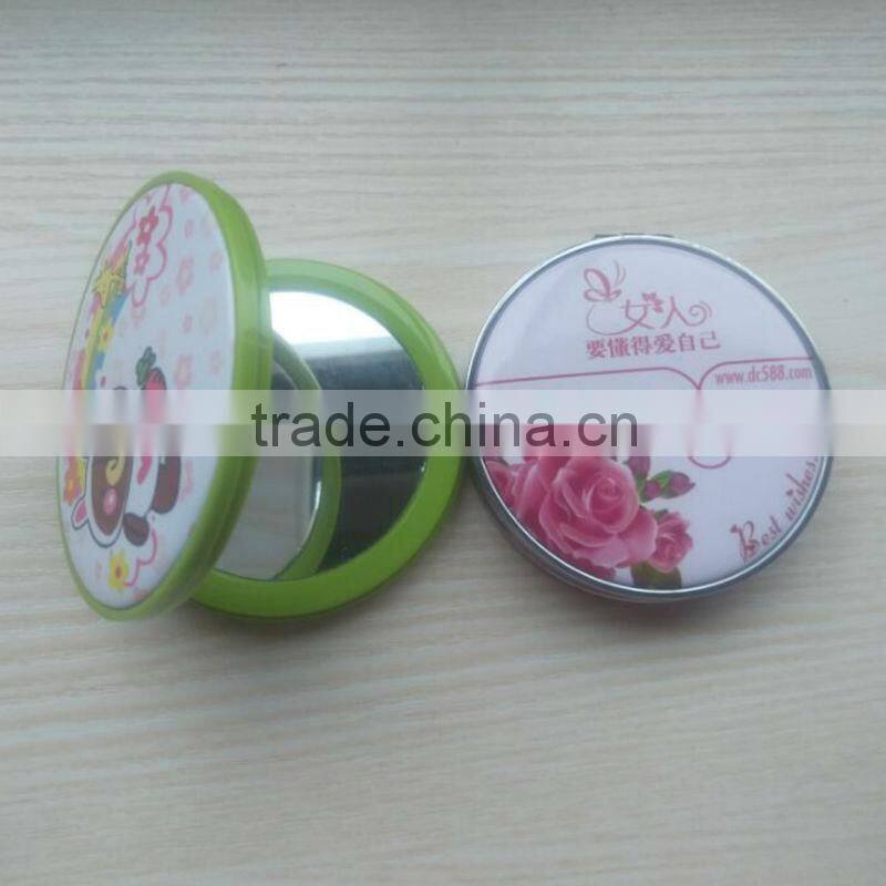Custom Made Tin Plate Mirror / Round Tinplate Pocket Mirror With Full Color Printing/Pocket Mirror