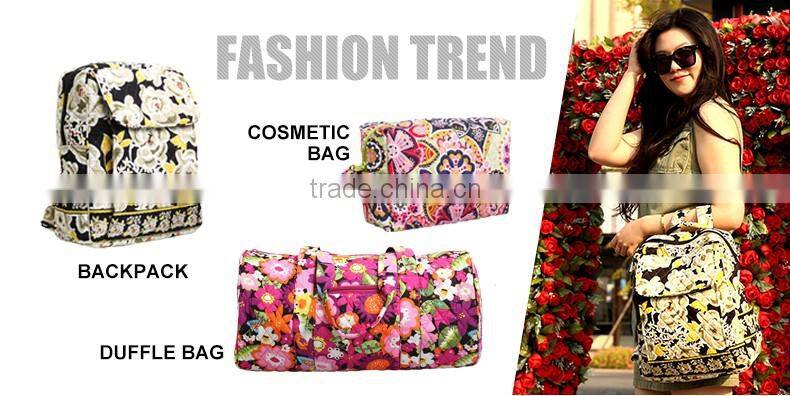 Hot sale pretty quilted pattern duffel womens big cotton back pack